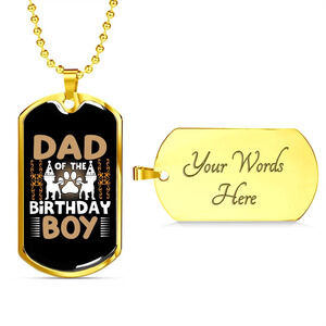 Dad Birthday Boy Personalized Engraved Gold Dog Tag Necklace Custom Name Date G